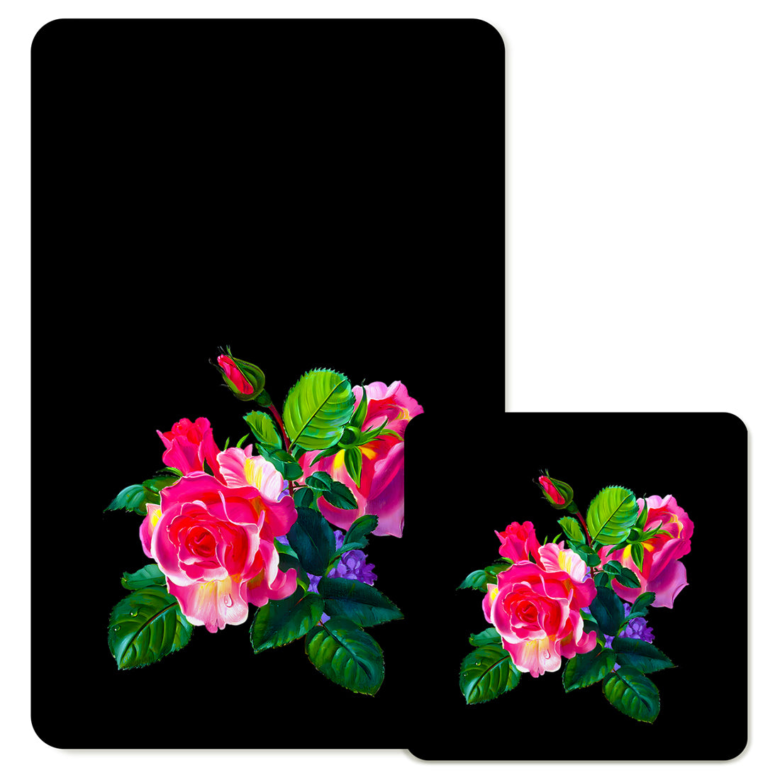 Specialty Mousepad and Coaster Bundle - Rectangle - Pink Rose