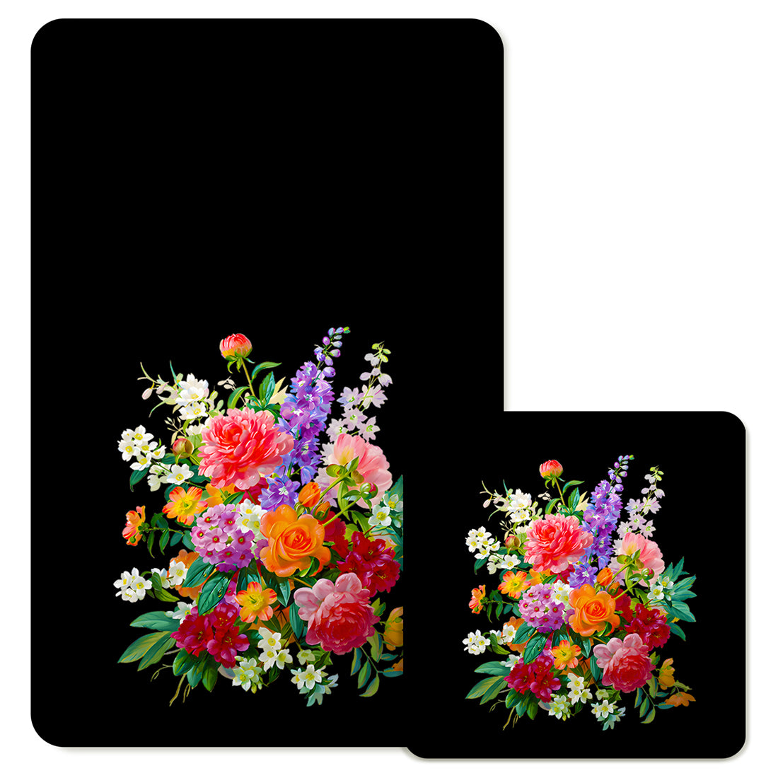 Specialty Mousepad and Coaster Bundle - Rectangle - Colorful Bouquet