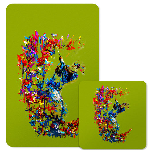 Specialty Mousepad and Coaster Bundle - Rectangle - Golfer