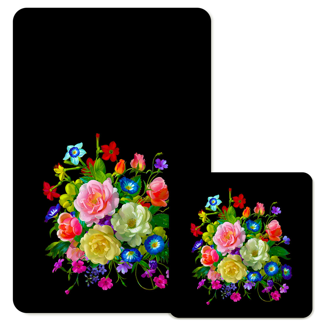 Specialty Mousepad and Coaster Bundle - Rectangle - Rose Bouquet