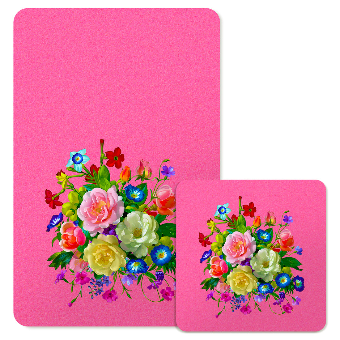 Specialty Mousepad and Coaster Bundle - Rectangle - Rose Bouquet