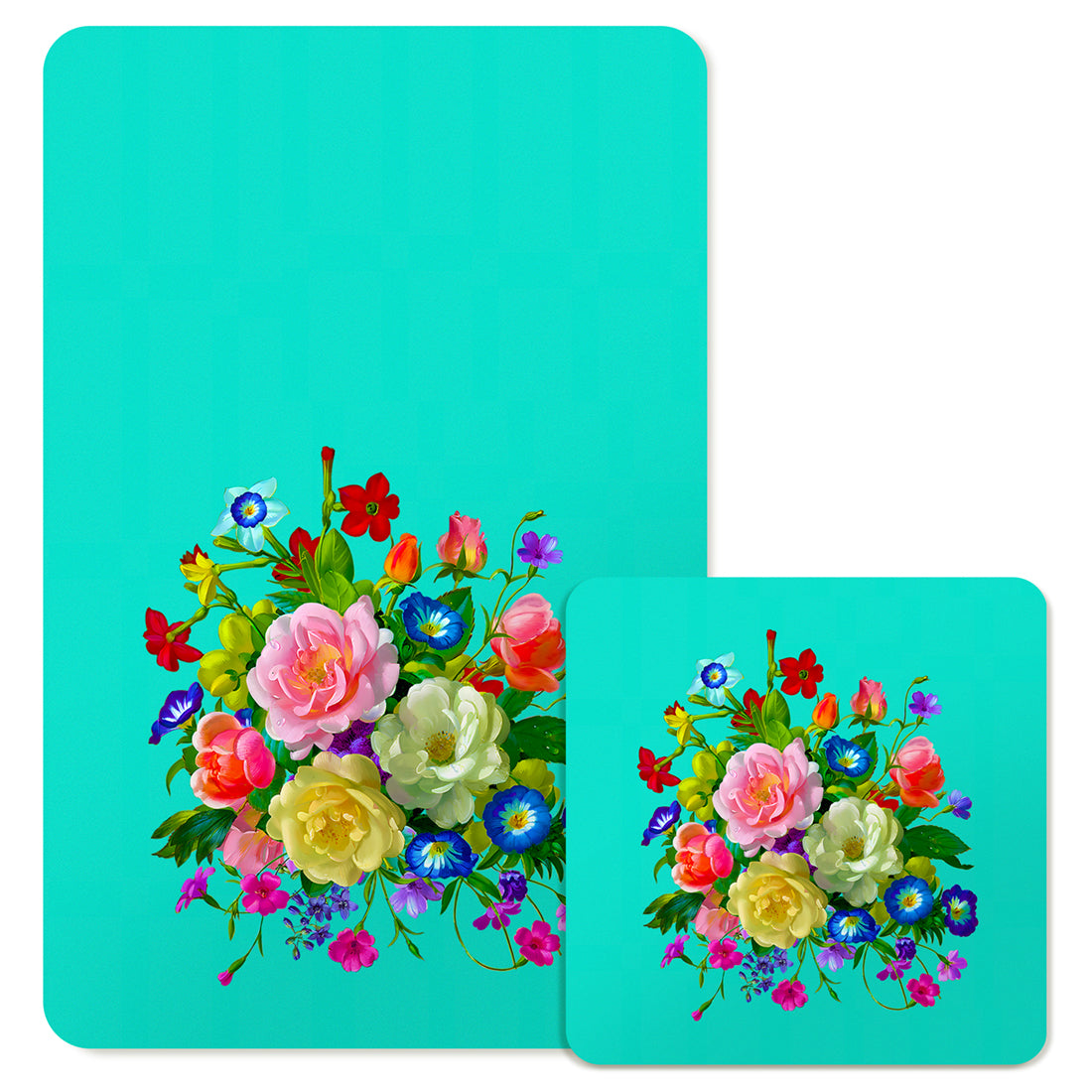 Specialty Mousepad and Coaster Bundle - Rectangle - Rose Bouquet