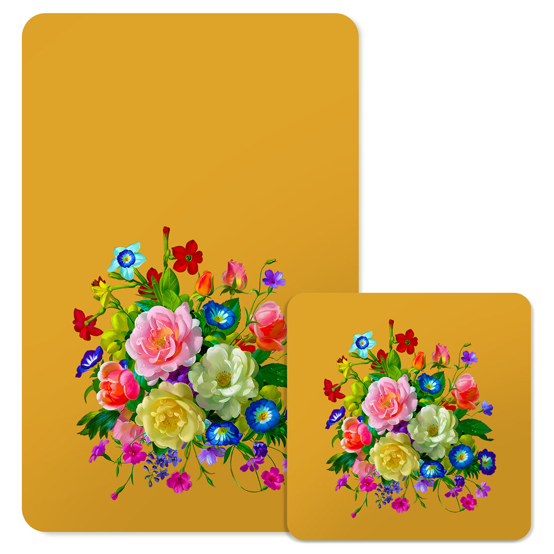 Specialty Mousepad and Coaster Bundle - Rectangle - Rose Bouquet