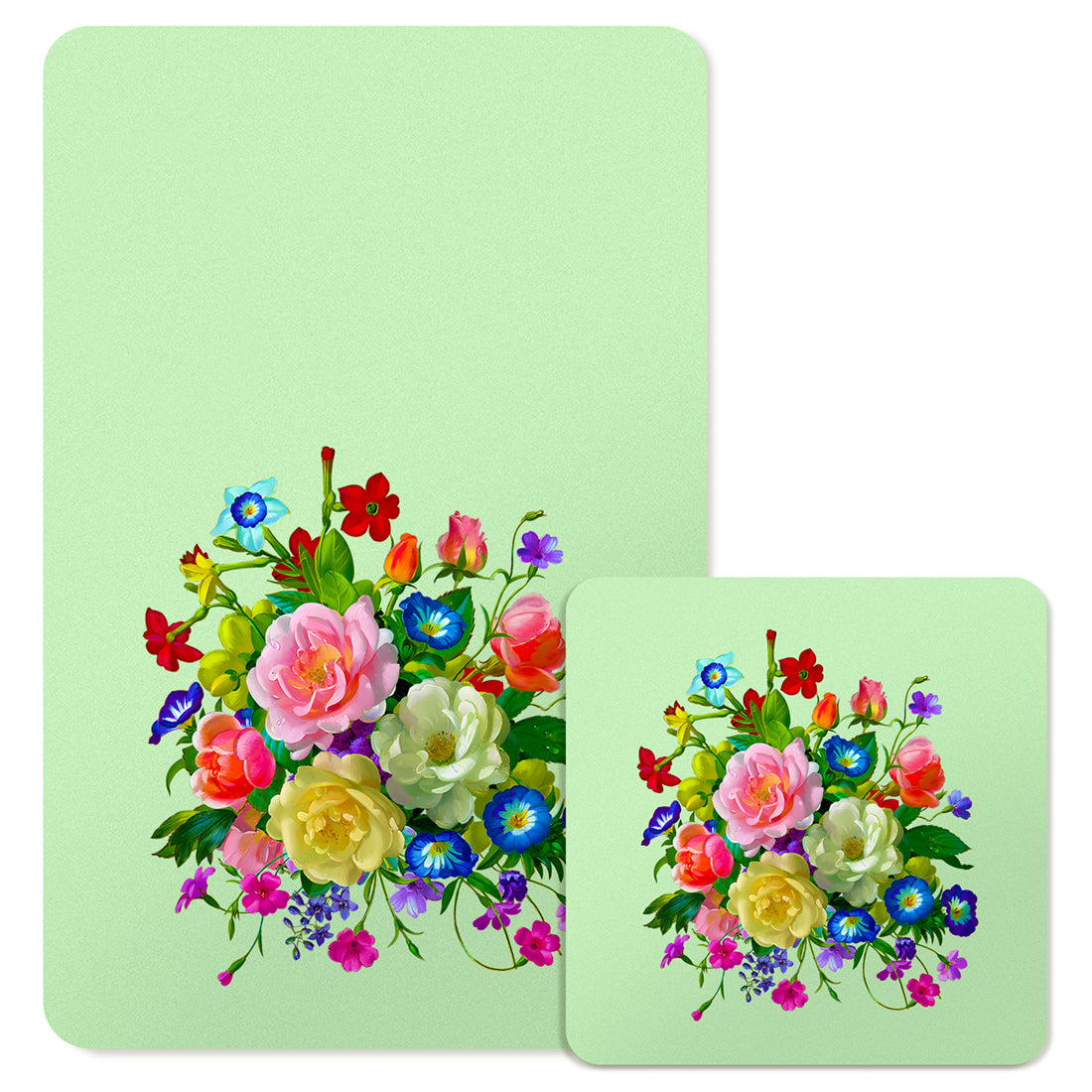 Specialty Mousepad and Coaster Bundle - Rectangle - Rose Bouquet