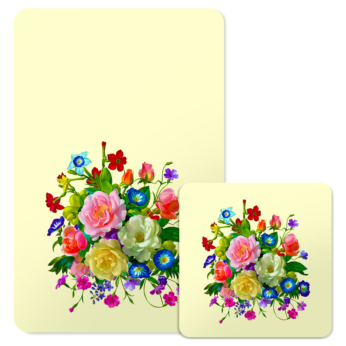 Specialty Mousepad and Coaster Bundle - Rectangle - Rose Bouquet