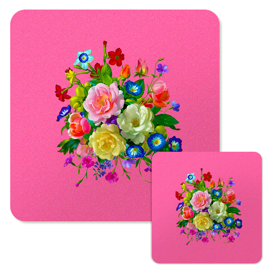 Specialty Mousepad and Coaster Bundle - Square - Rose Bouquet