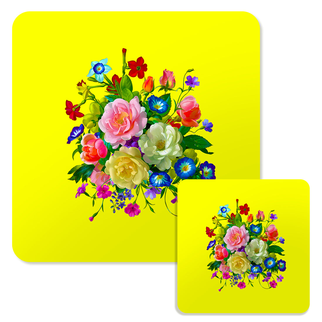 Specialty Mousepad and Coaster Bundle - Square - Rose Bouquet