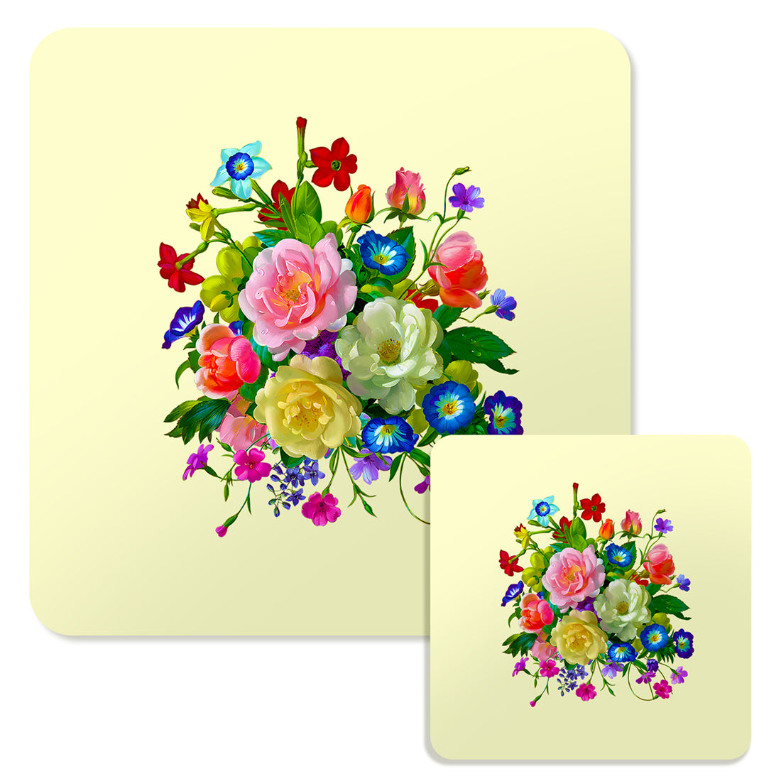 Specialty Mousepad and Coaster Bundle - Square - Rose Bouquet