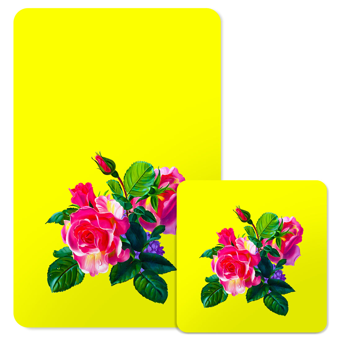 Specialty Mousepad and Coaster Bundle - Rectangle - Pink Rose