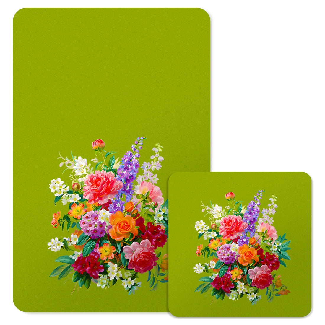 Specialty Mousepad and Coaster Bundle - Rectangle - Colorful Bouquet