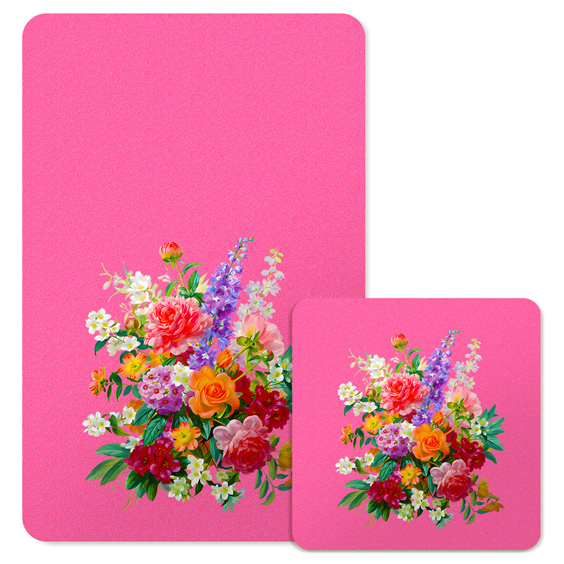 Specialty Mousepad and Coaster Bundle - Rectangle - Colorful Bouquet