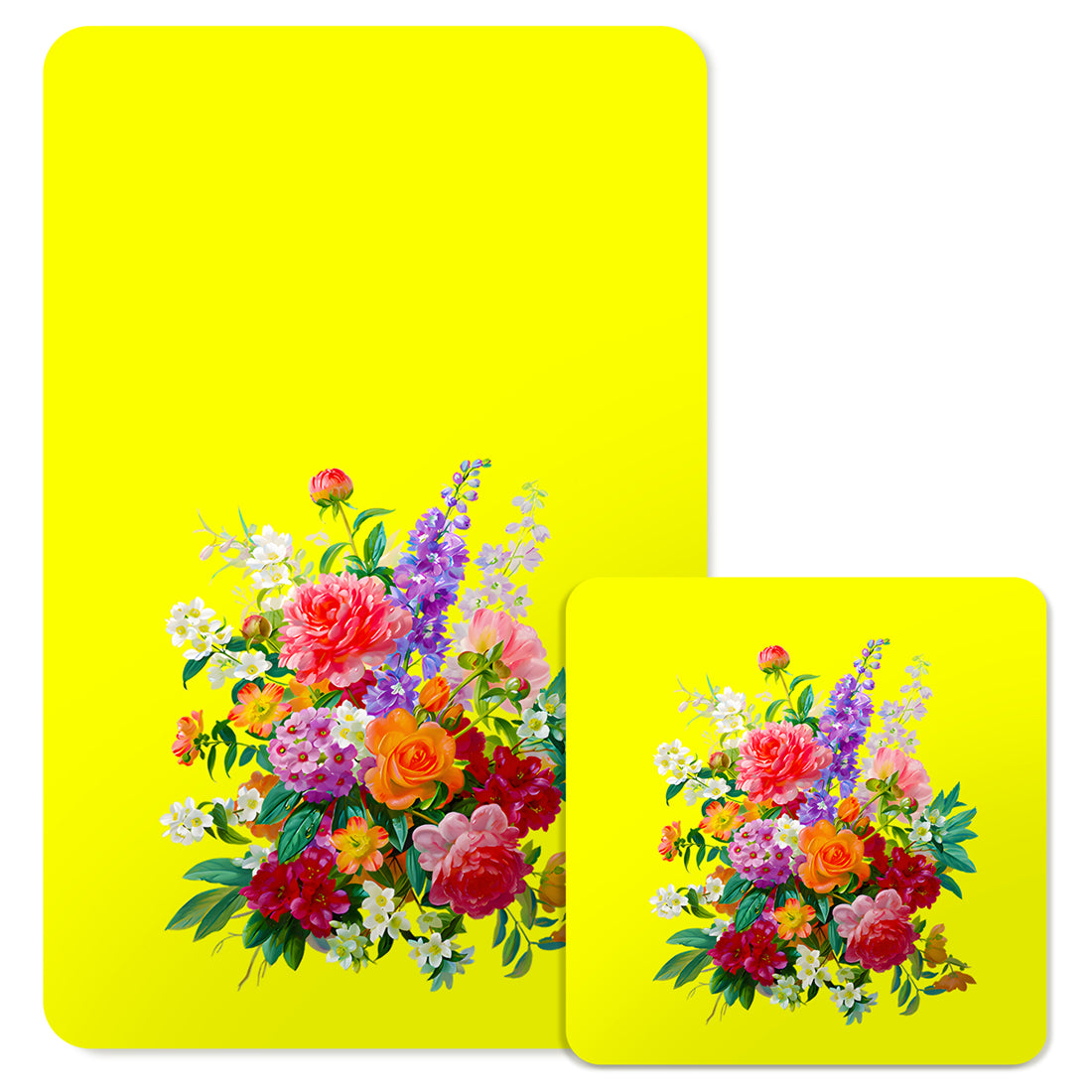 Specialty Mousepad and Coaster Bundle - Rectangle - Colorful Bouquet