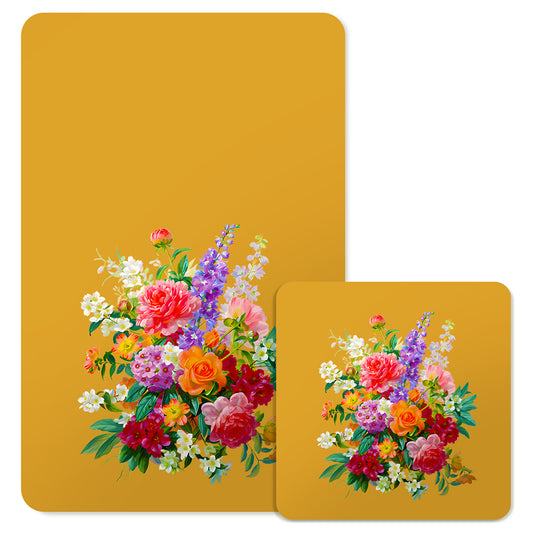 Specialty Mousepad and Coaster Bundle - Rectangle - Colorful Bouquet