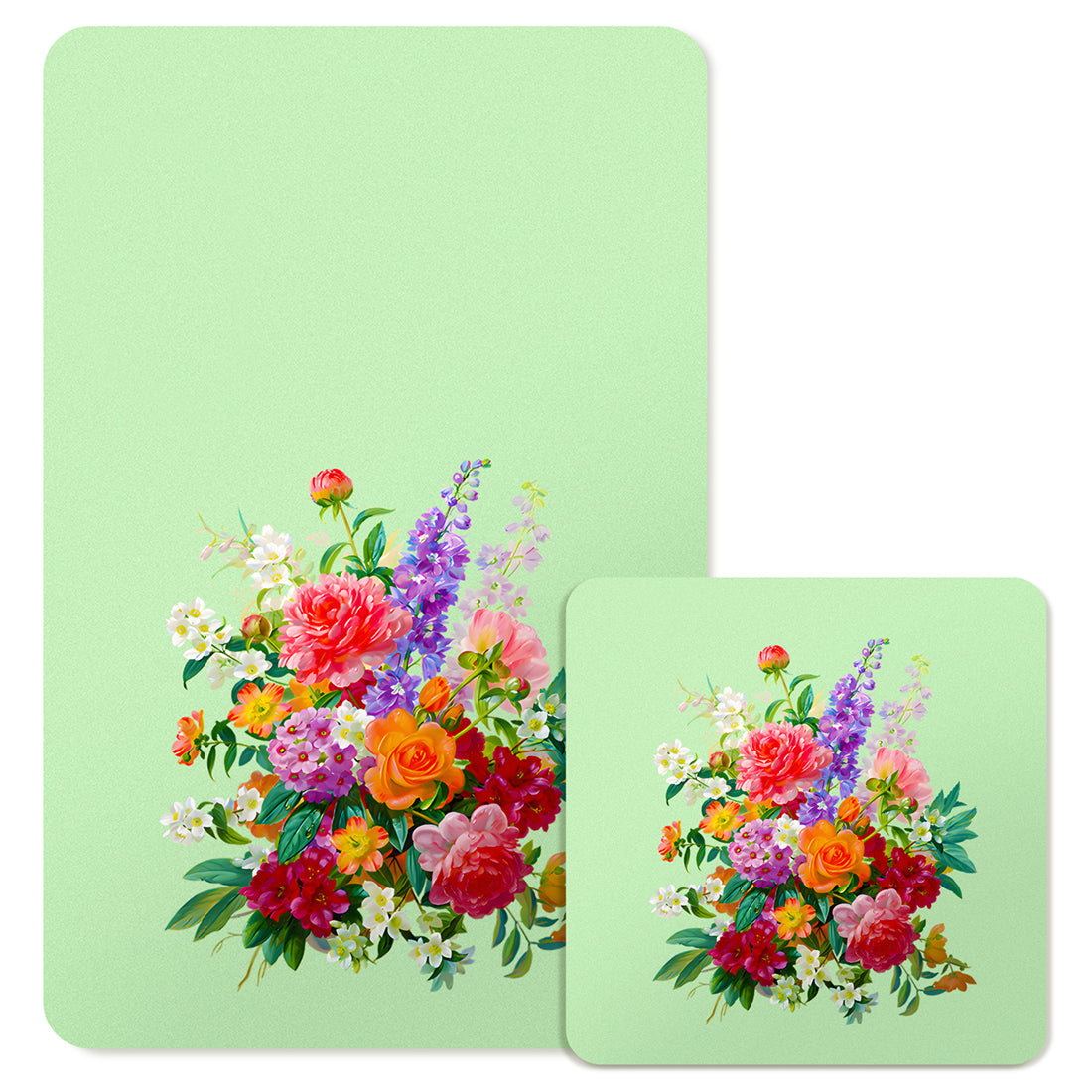 Specialty Mousepad and Coaster Bundle - Rectangle - Colorful Bouquet