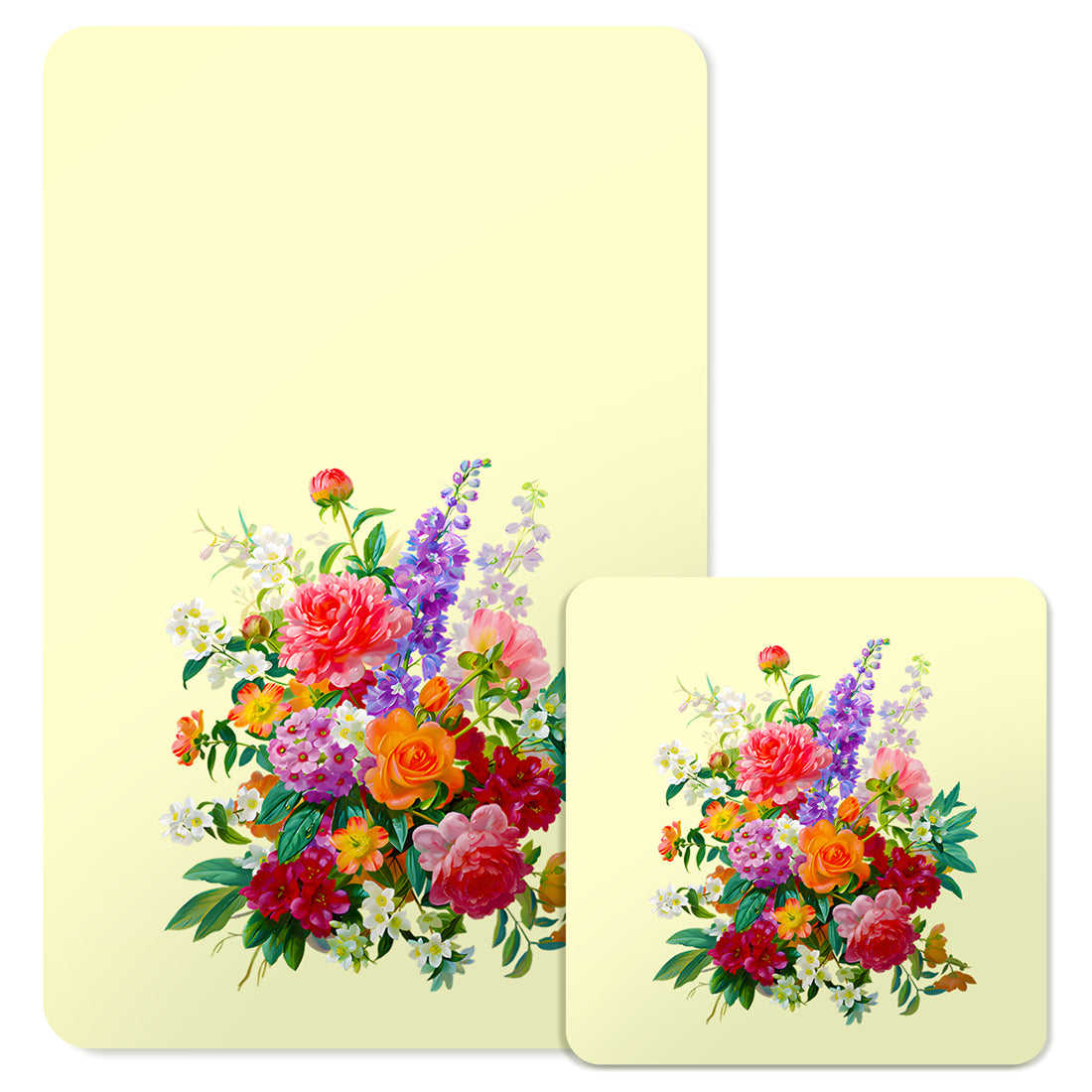 Specialty Mousepad and Coaster Bundle - Rectangle - Colorful Bouquet