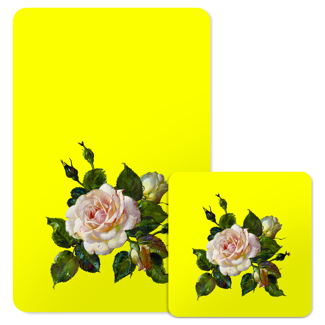 Specialty Mousepad and Coaster Bundle - Rectangle - White Rose