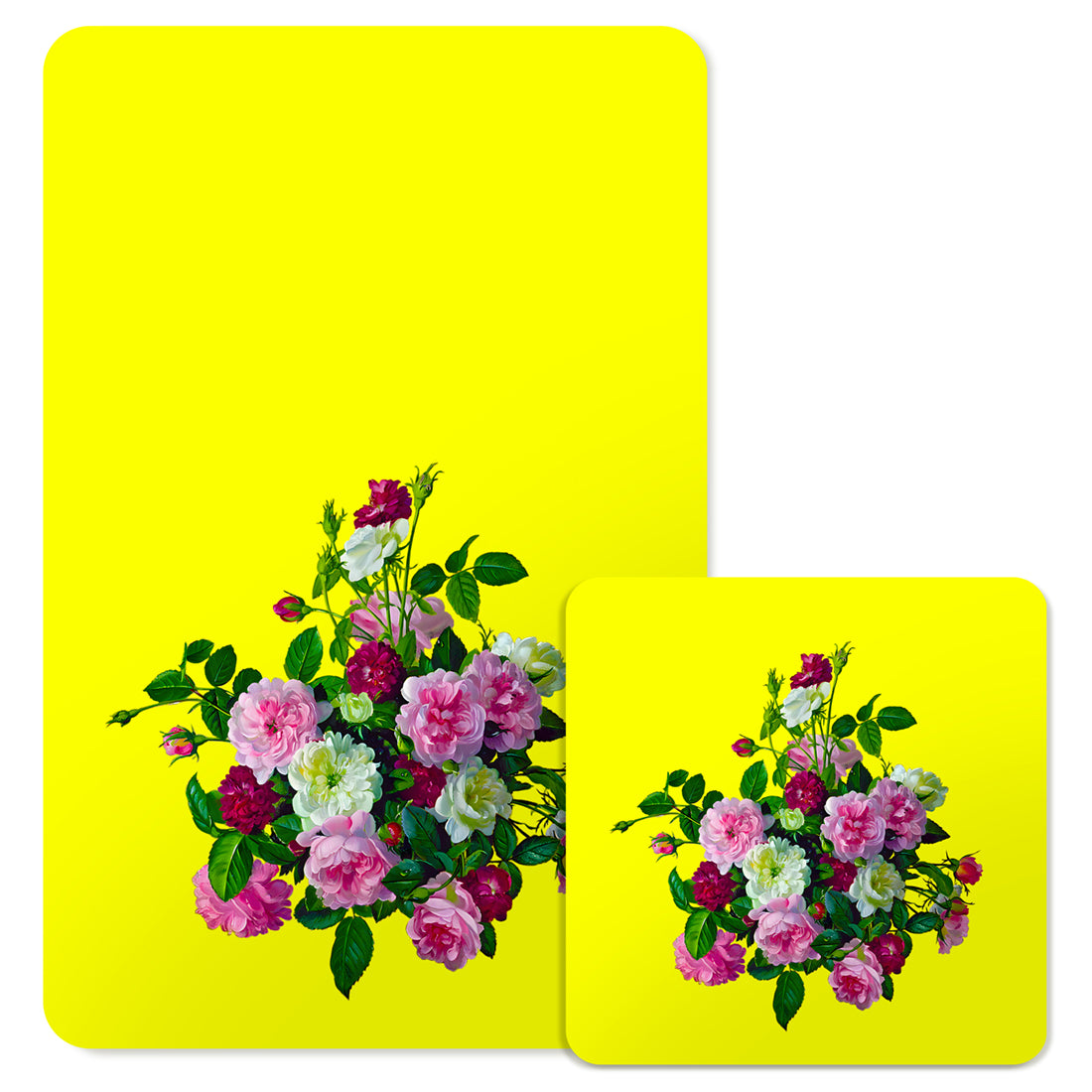 Specialty Mousepad and Coaster Bundle - Rectangle - Pink and White Bouquet