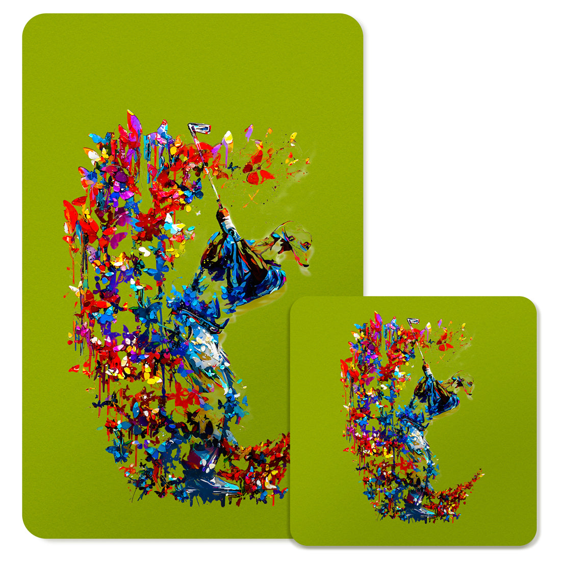 Specialty Mousepad and Coaster Bundle - Rectangle - Golfer