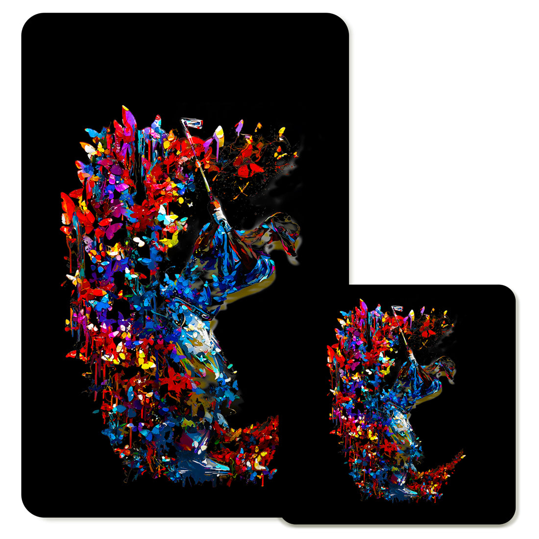 Specialty Mousepad and Coaster Bundle - Rectangle - Golfer