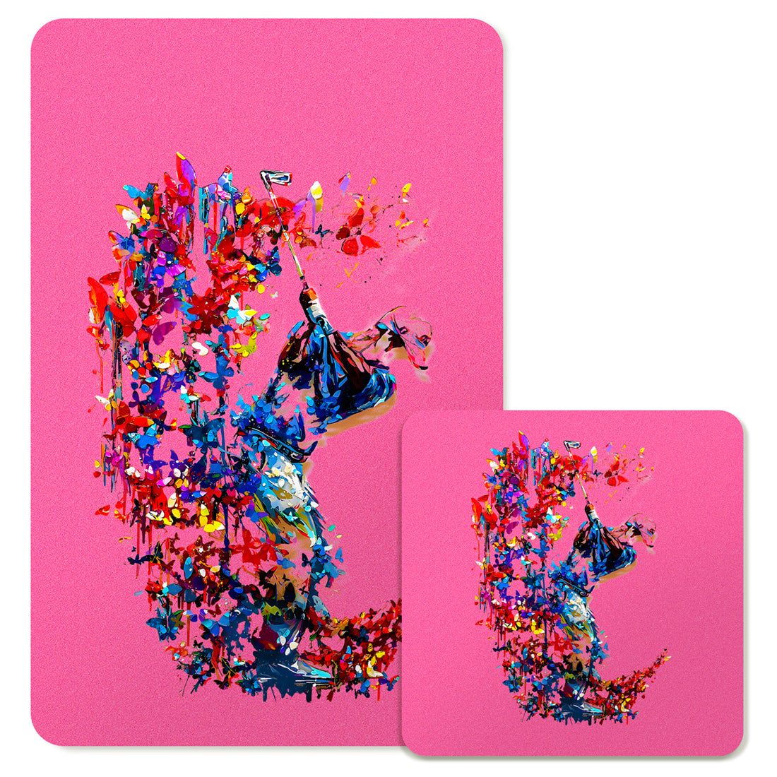 Specialty Mousepad and Coaster Bundle - Rectangle - Golfer