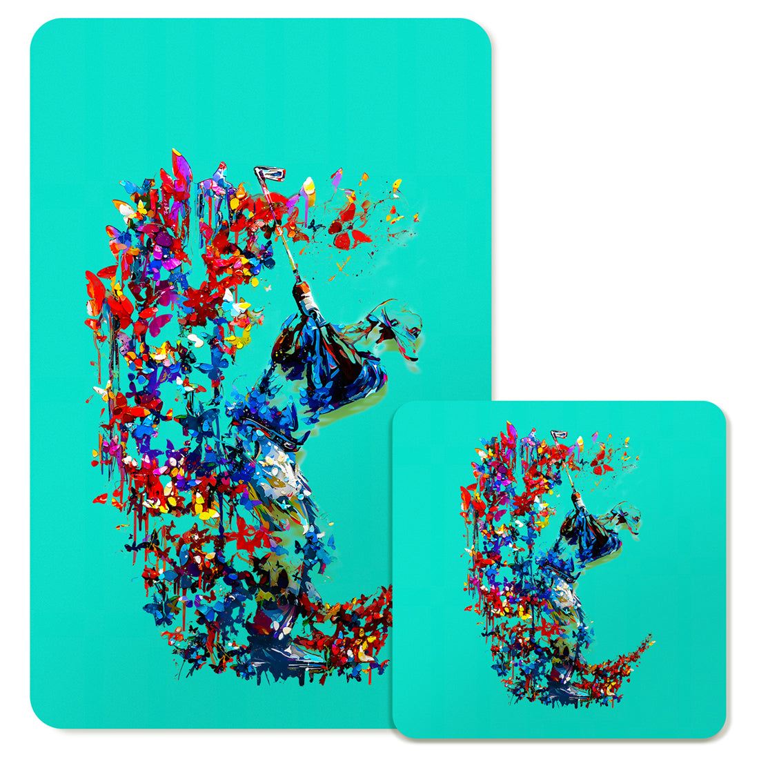 Specialty Mousepad and Coaster Bundle - Rectangle - Golfer