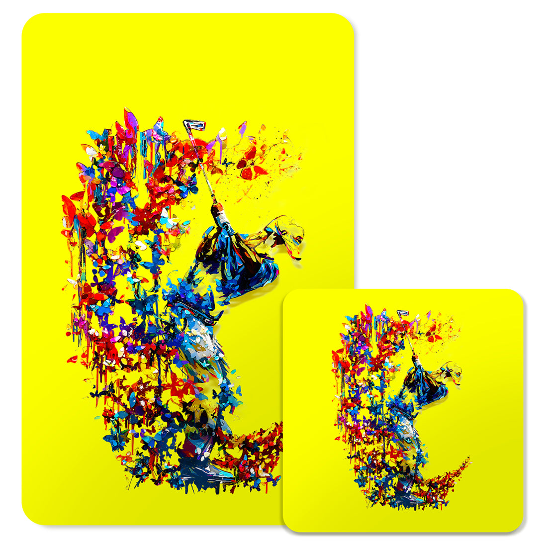 Specialty Mousepad and Coaster Bundle - Rectangle - Golfer