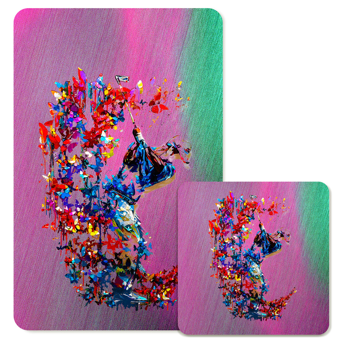 Specialty Mousepad and Coaster Bundle - Rectangle - Golfer