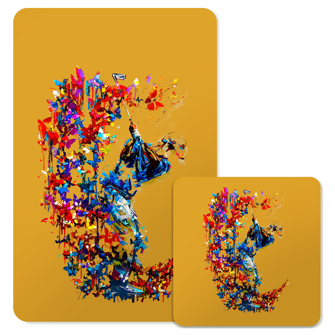 Specialty Mousepad and Coaster Bundle - Rectangle - Golfer