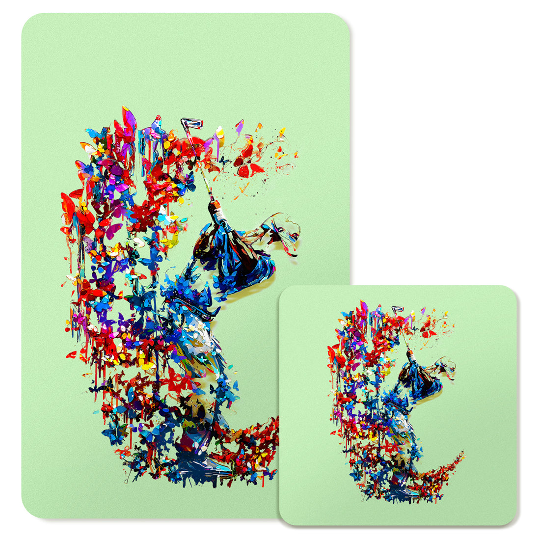 Specialty Mousepad and Coaster Bundle - Rectangle - Golfer