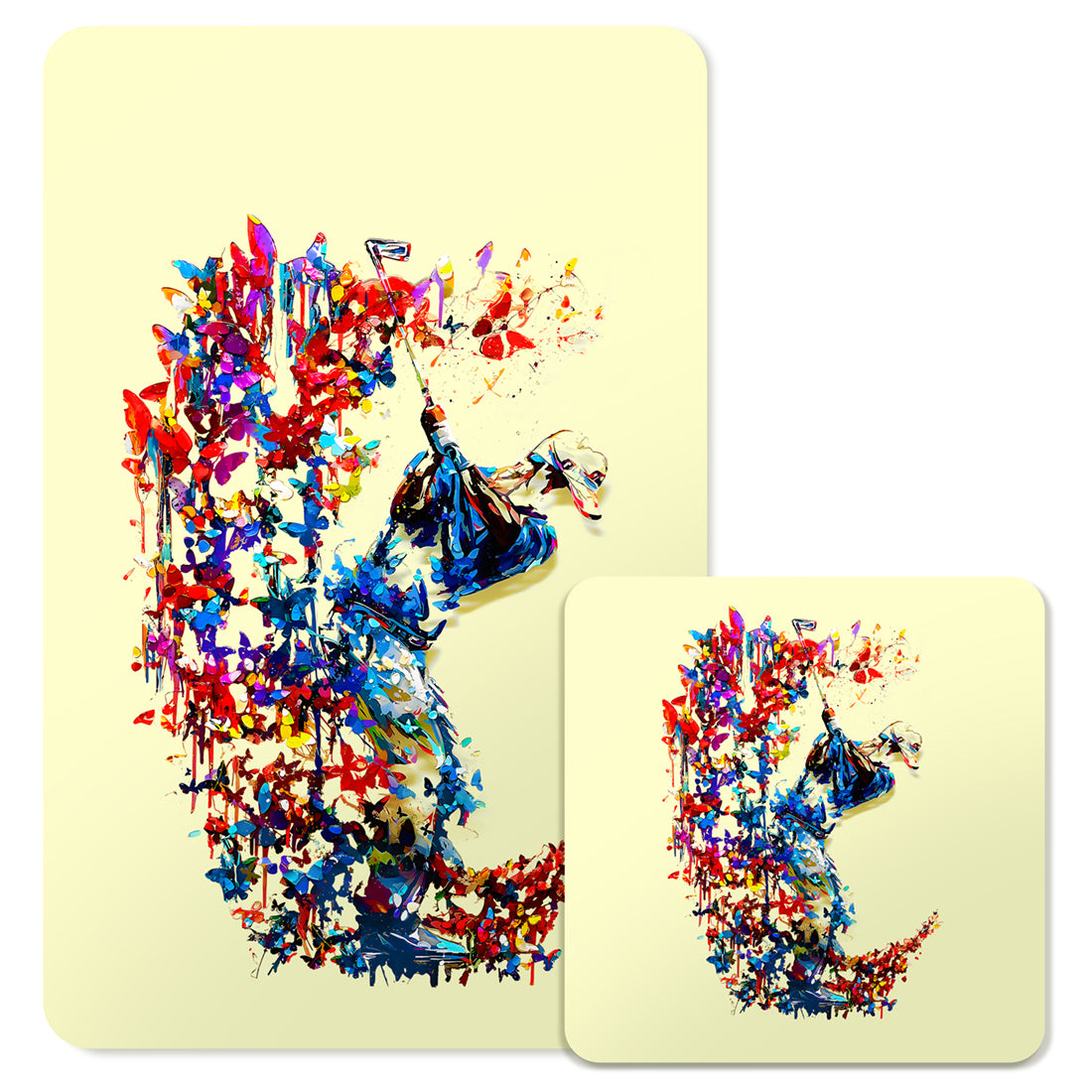 Specialty Mousepad and Coaster Bundle - Rectangle - Golfer