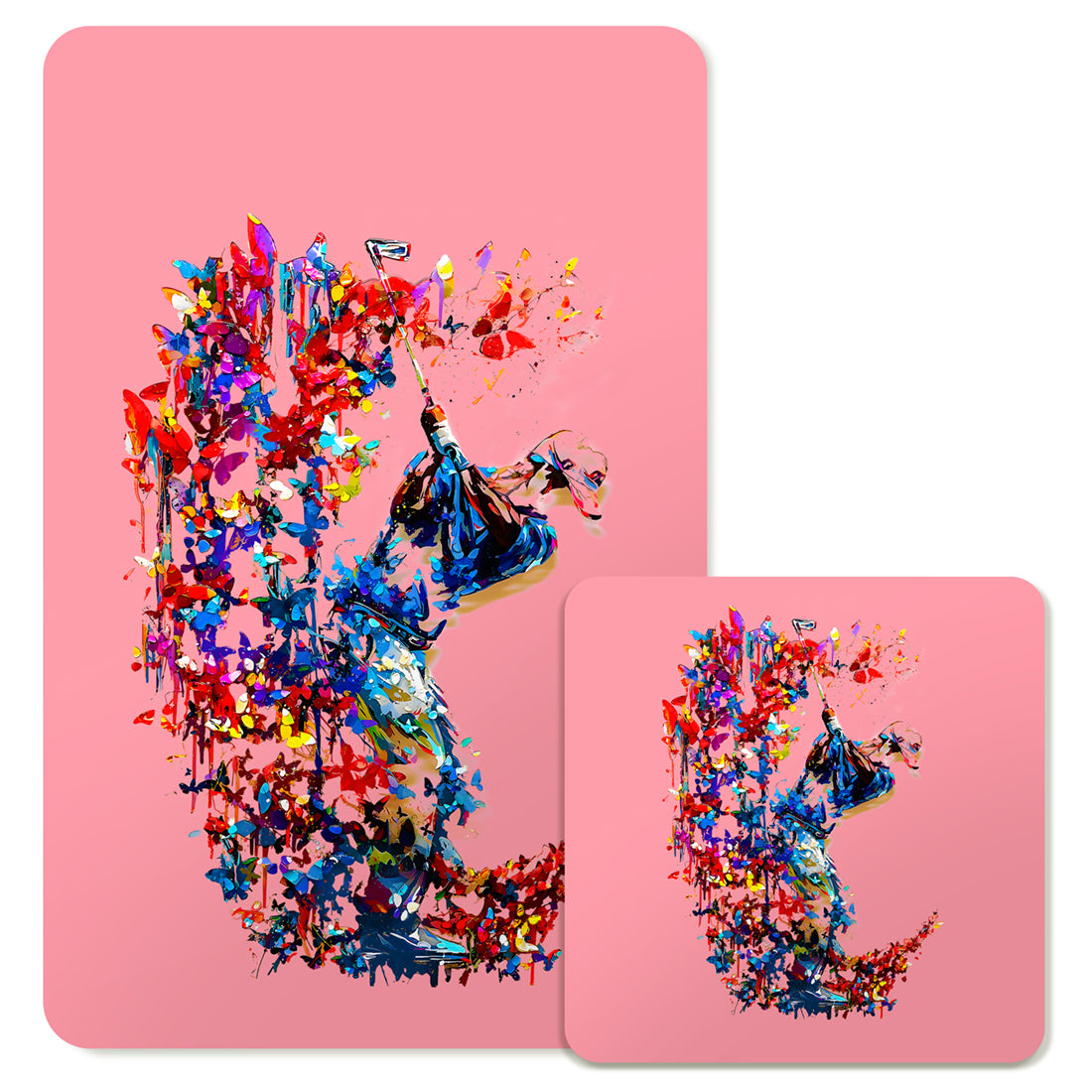 Specialty Mousepad and Coaster Bundle - Rectangle - Golfer