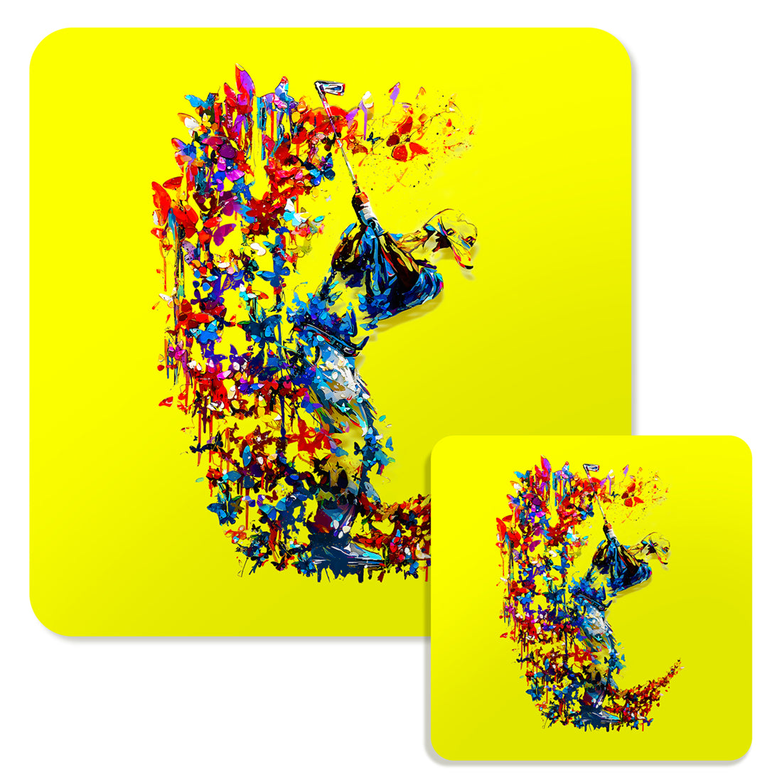 Specialty Mousepad and Coaster Bundle - Square - Golfer