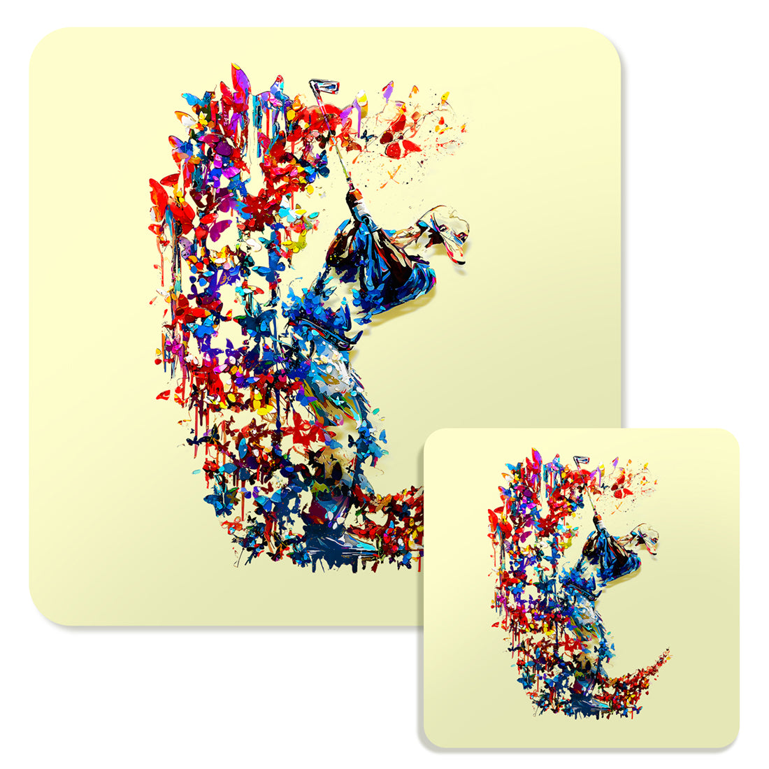 Specialty Mousepad and Coaster Bundle - Square - Golfer