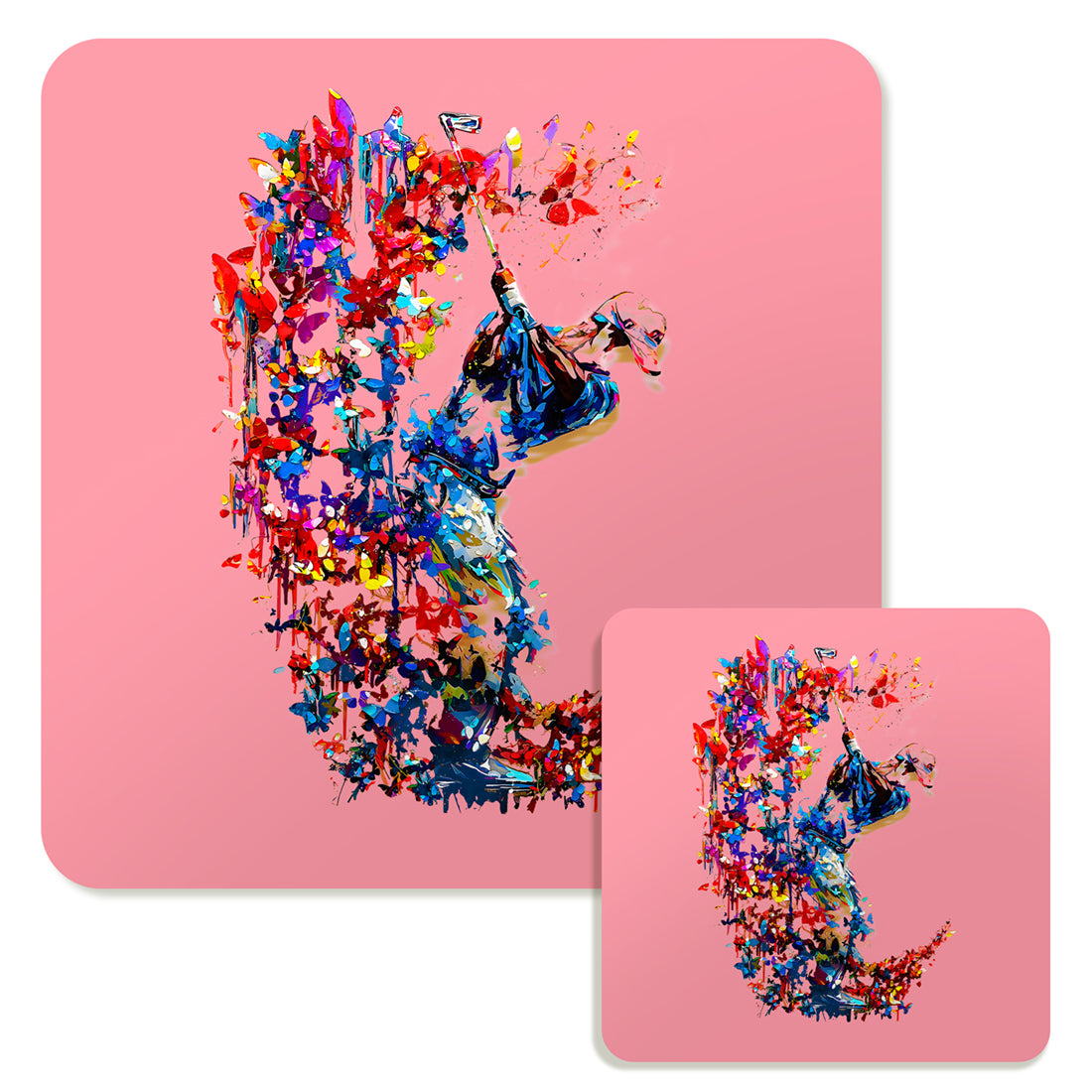 Specialty Mousepad and Coaster Bundle - Square - Golfer